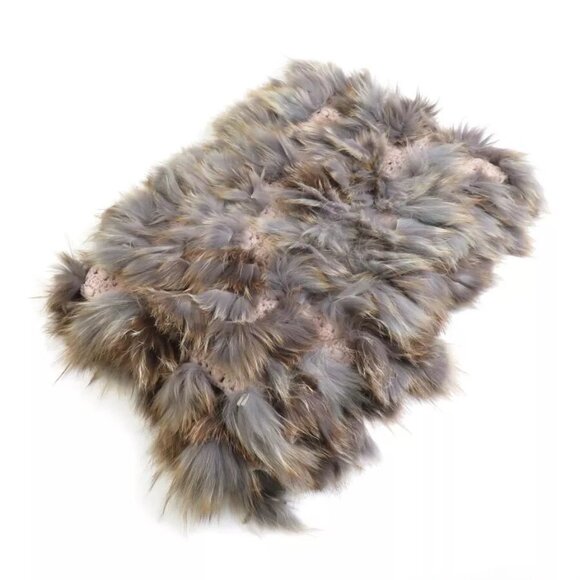 Auth FENDI Shawl Muffler Scarf Grey/Brown/Pink Cashmere/Fur - e59859a
